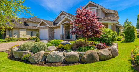 Beautiful landscape in front of luxury house